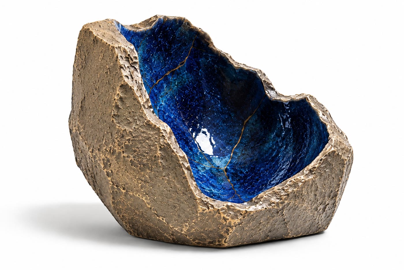 Bronze vessel with a lapis-blue glazed heart