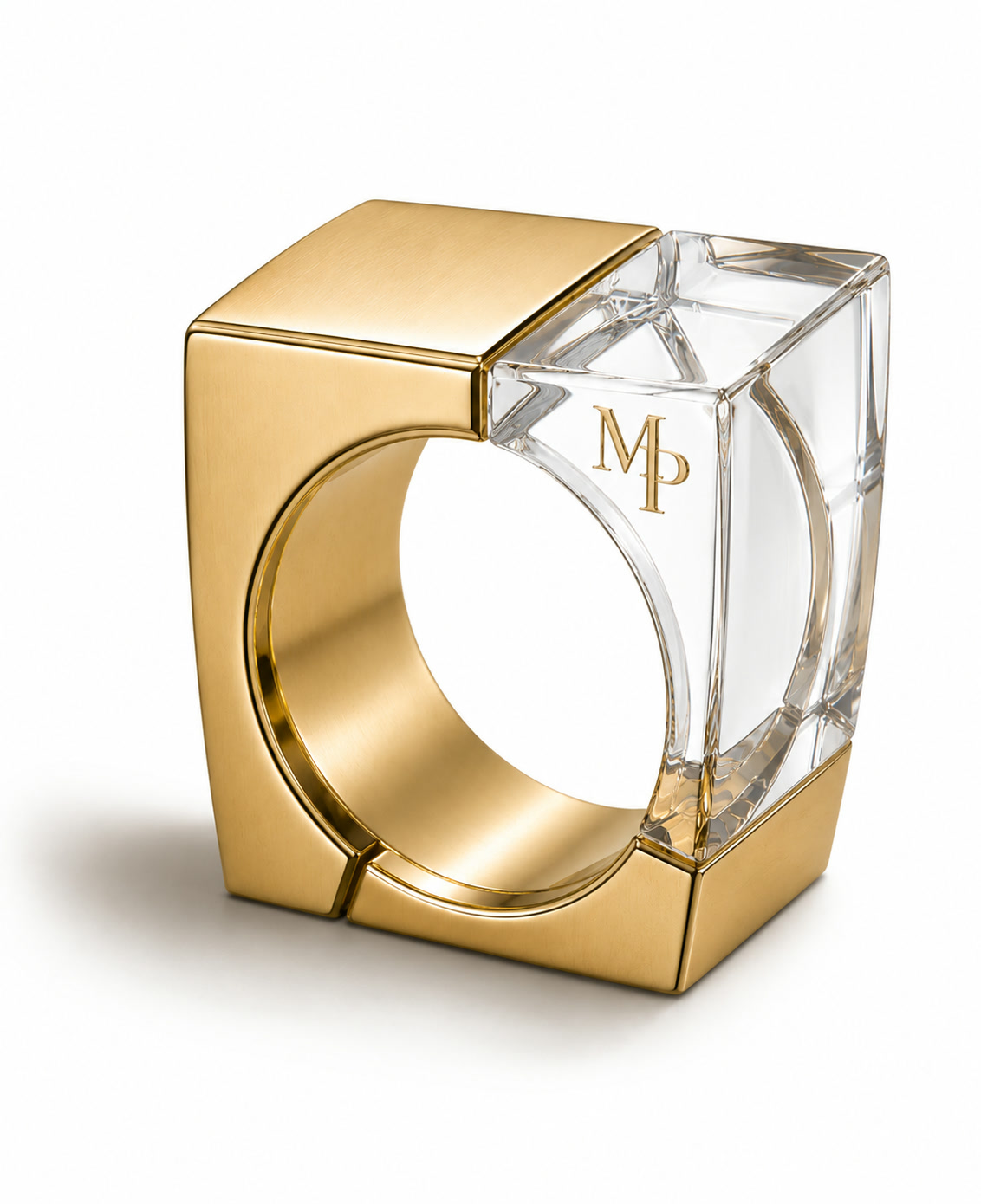 18K gold and sapphire crystal ring with the MP mark