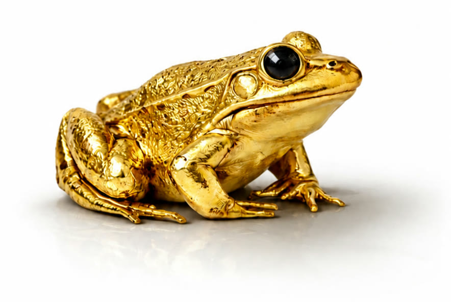 18k gold frog with cabochon eye