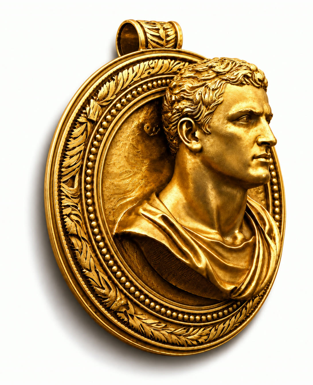 Sculpted gold cameo pendant