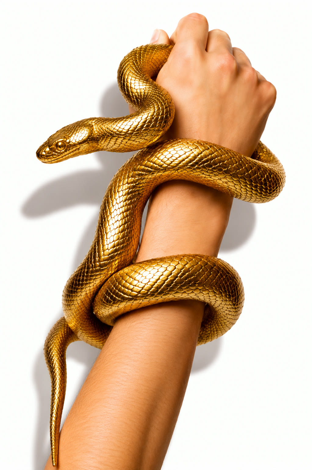 Gold serpent coiled around the wrist